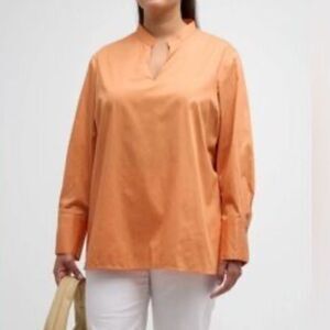 Harshman Orange Cotton Lightweight Top/Blouse(Size Large)